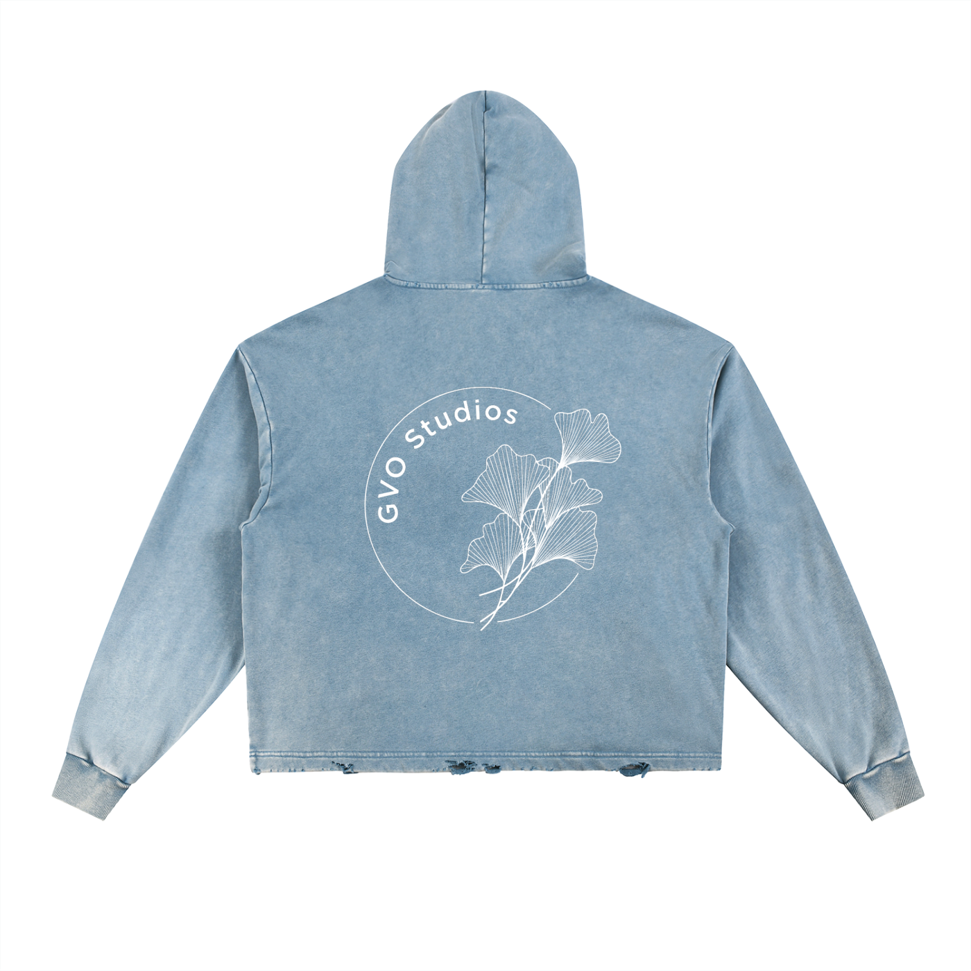 Vintage Washed Frayed-Hem Hoodie