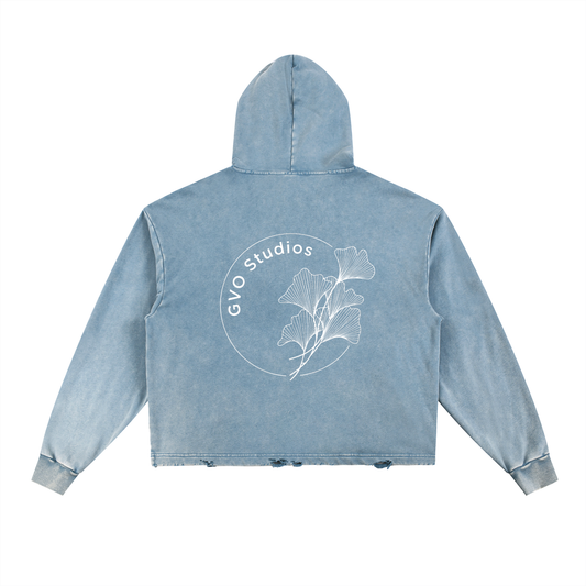 Vintage Washed Frayed-Hem Hoodie